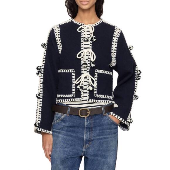 SEA Jackets & Blazers - NEW SEA addison pom pom jacket in navy